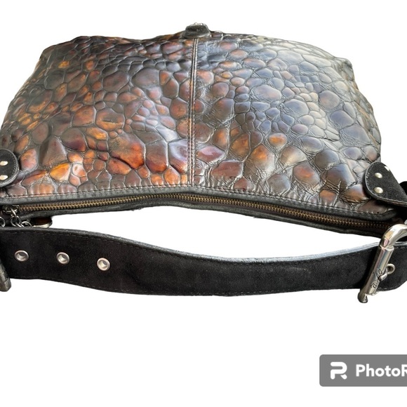 Donald J. Pliner Made In Italy Patent Embossed Croc Hobo Bag - Picture 15 of 16